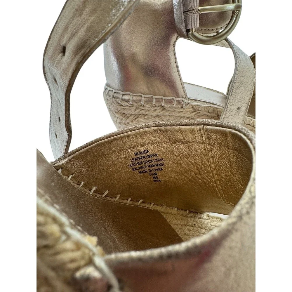 Metallic Gold Espadrille Wedge Sandals Peep Toe Ankle Strap Mlalida Marc Fisher